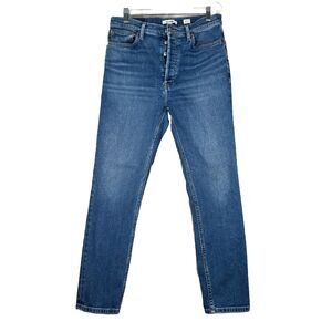 Re/Done Jeans Womens 6 29" Blue 90s High Rise Ankle Crop Button Fly Fading Retro